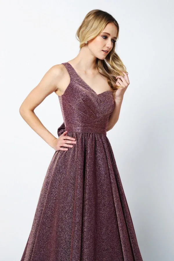 Juliet 205 Long One Shoulder Sleeveless Glitter Gown