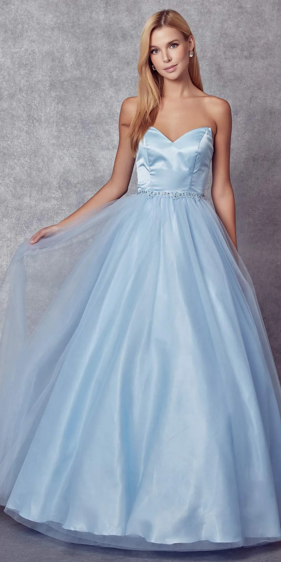 Juliet 265 Strapless A-Line Ball Gown Beaded Belt