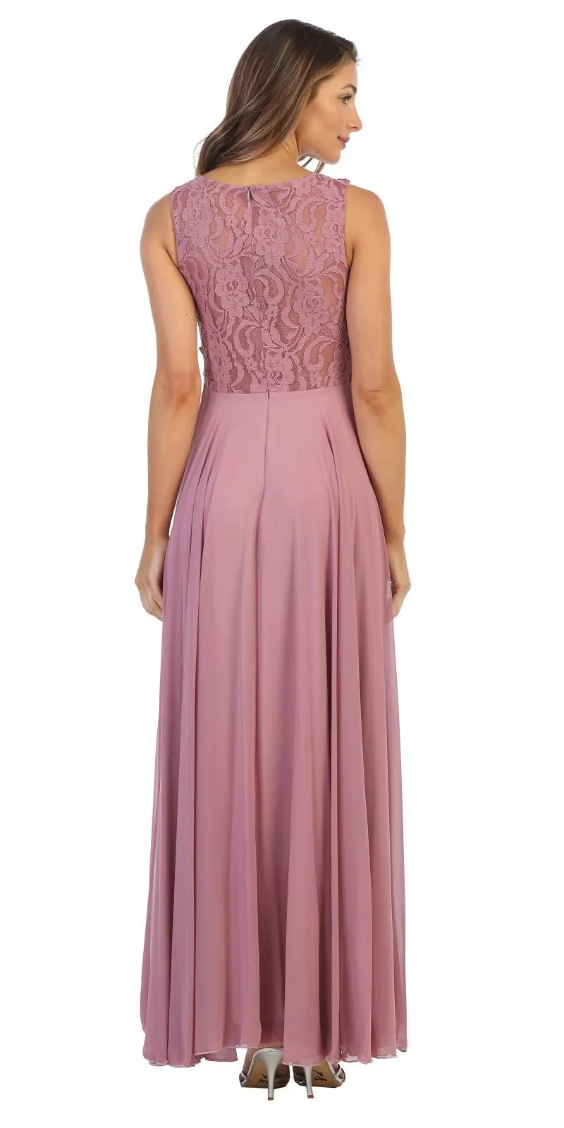 Juno 1016 Sleeveless Long Formal Dress with Lace Bodice