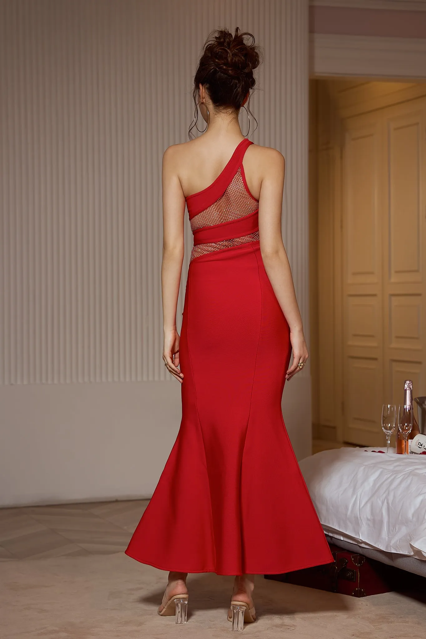 Kassidy Red One Shoulder Mermaid Dress