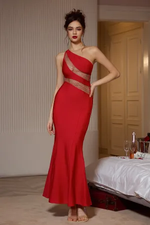 Kassidy Red One Shoulder Mermaid Dress