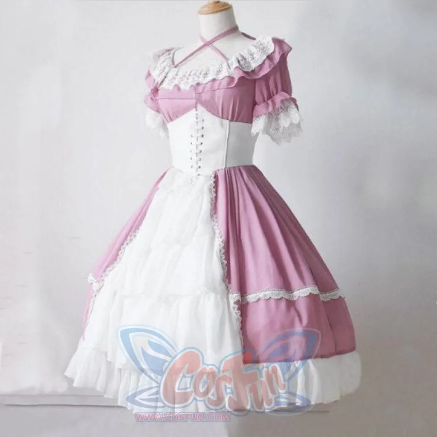 Lace Ball Gown Medieval Dress Gothic Palace Princess Lolita Women Retro Cosplay J30087