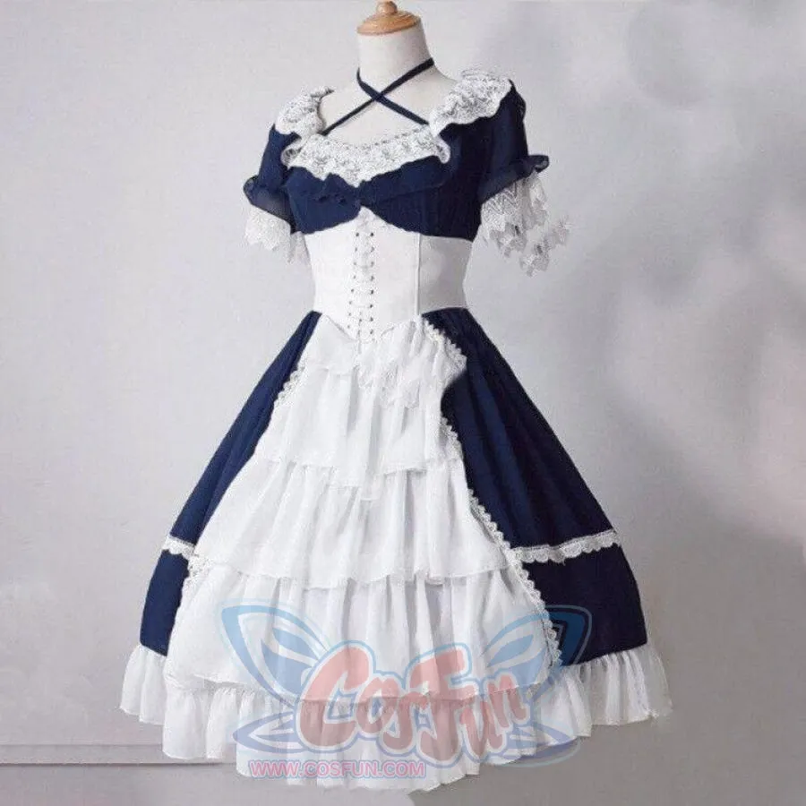 Lace Ball Gown Medieval Dress Gothic Palace Princess Lolita Women Retro Cosplay J30087