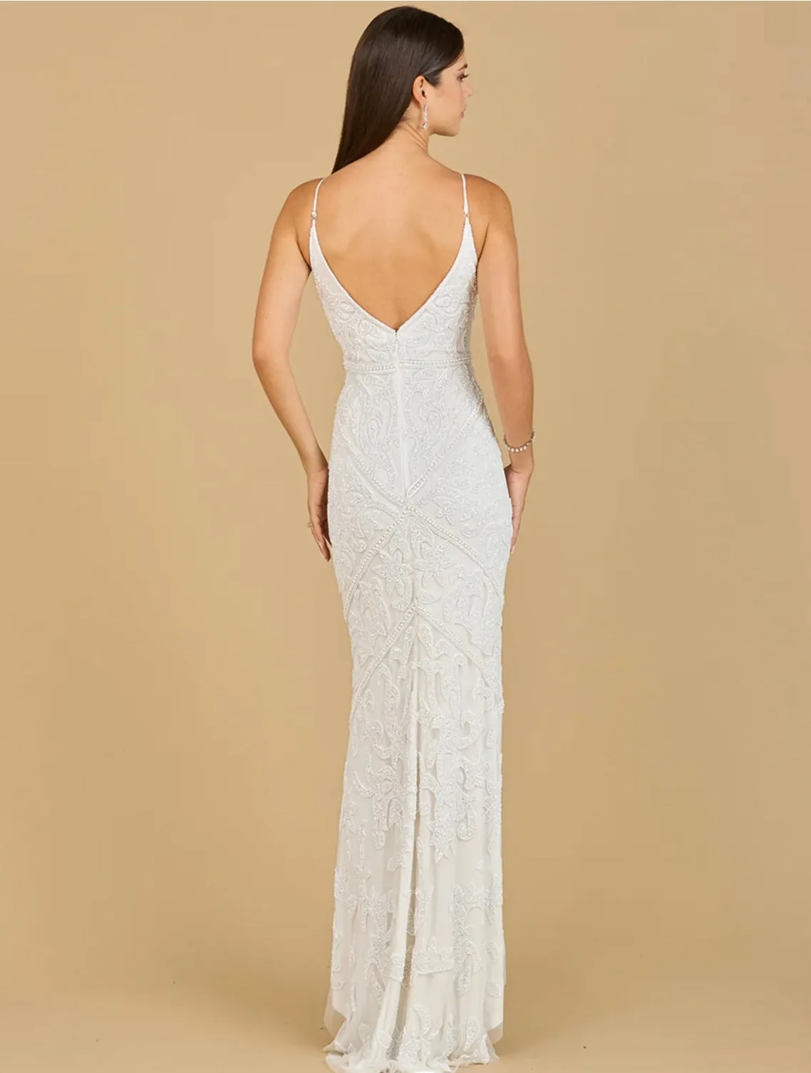 Lara Brooke Beaded Spaghetti Strap Sheath Gown 51140
