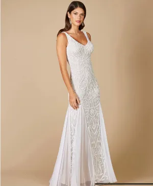 Lara Ivory Greta Beaded V-Neck Tulle Wedding own 51061