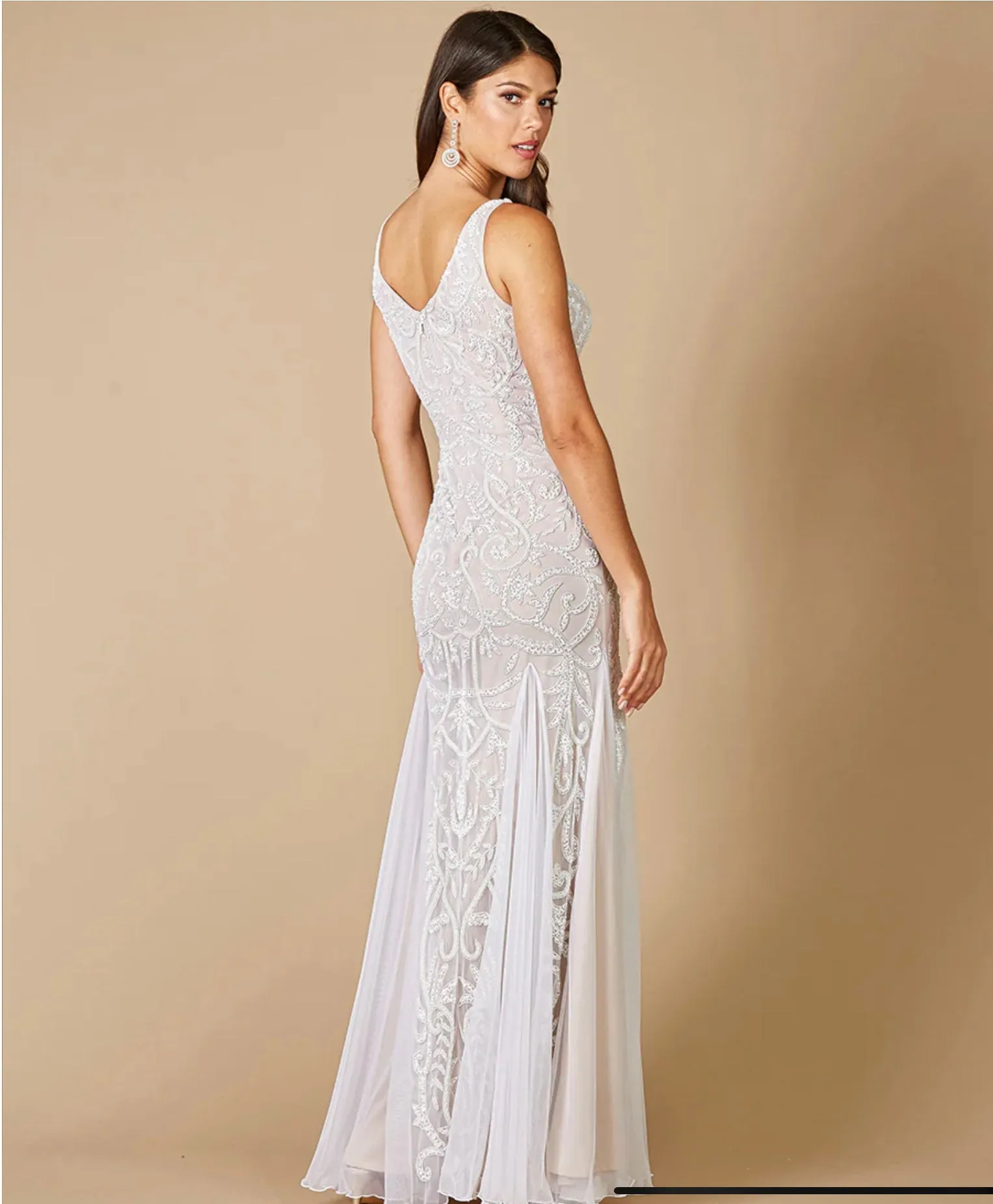 Lara Ivory Greta Beaded V-Neck Tulle Wedding own 51061