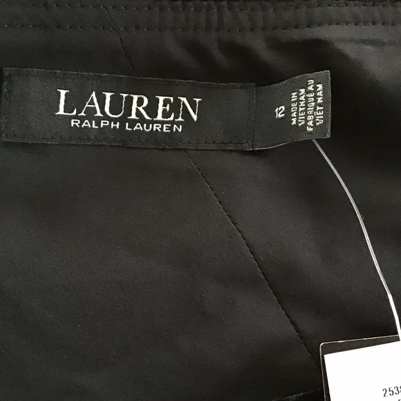LAUREN RALPH LAUREN Chiffon And Velvet One Shoulder Black Dress Size 12