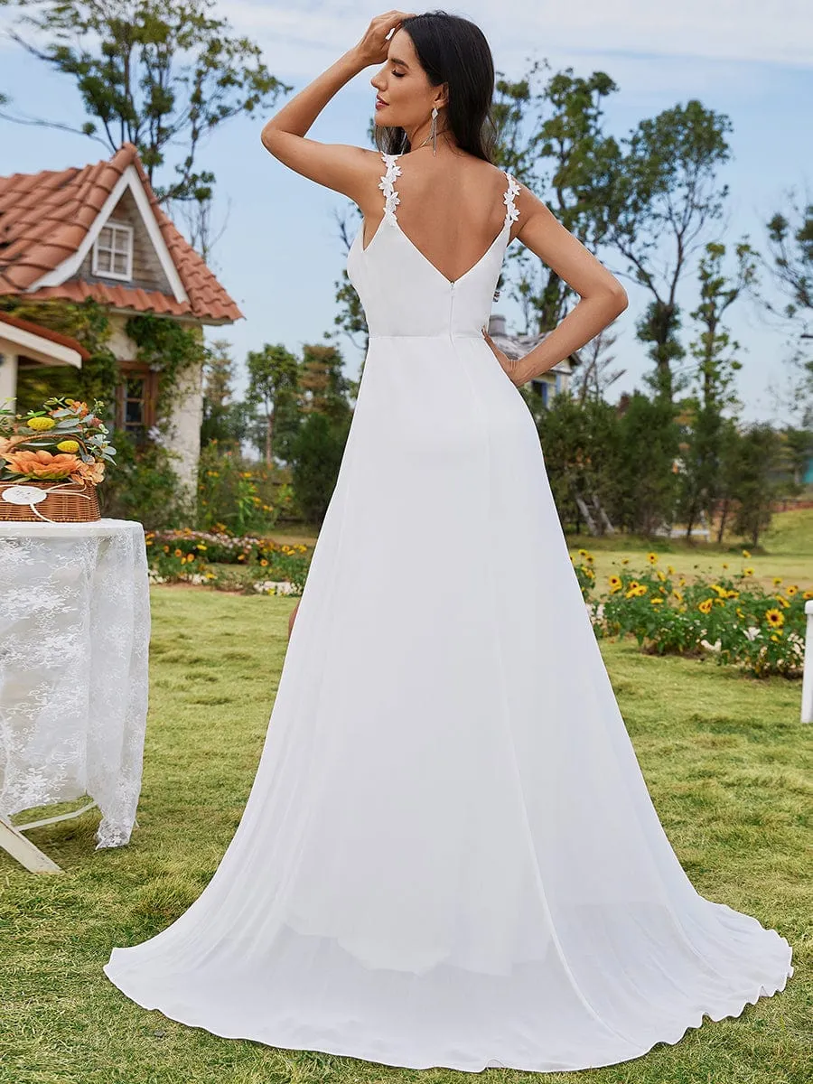 Lila V-neck chiffon wedding dress with split in ivory s18 Express NZ wide