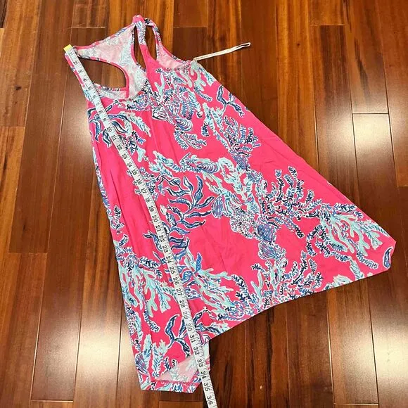 Lilly Pulitzer Pink Dress Floral Print Racerback Sleeveless Asymmetrical XXS