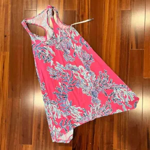 Lilly Pulitzer Pink Dress Floral Print Racerback Sleeveless Asymmetrical XXS