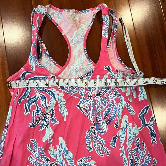 Lilly Pulitzer Pink Dress Floral Print Racerback Sleeveless Asymmetrical XXS