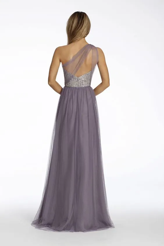 Long One Shoulder Tulle Bridesmaid Dress