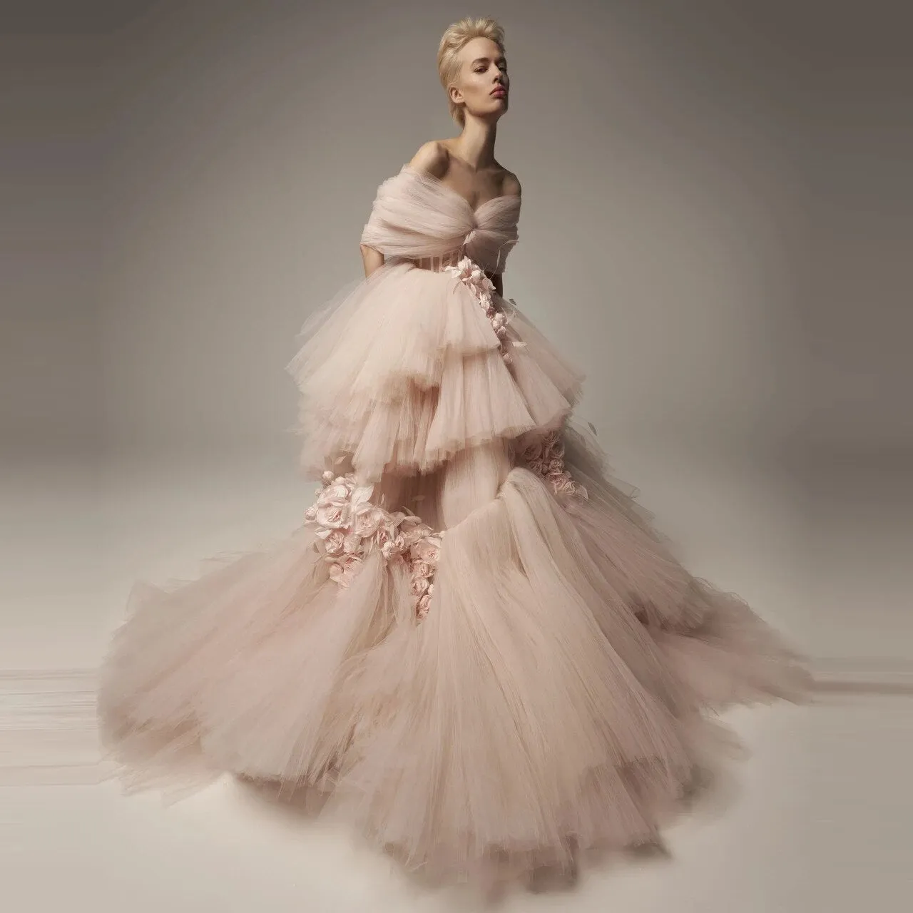 Long Tulle Prom Gown