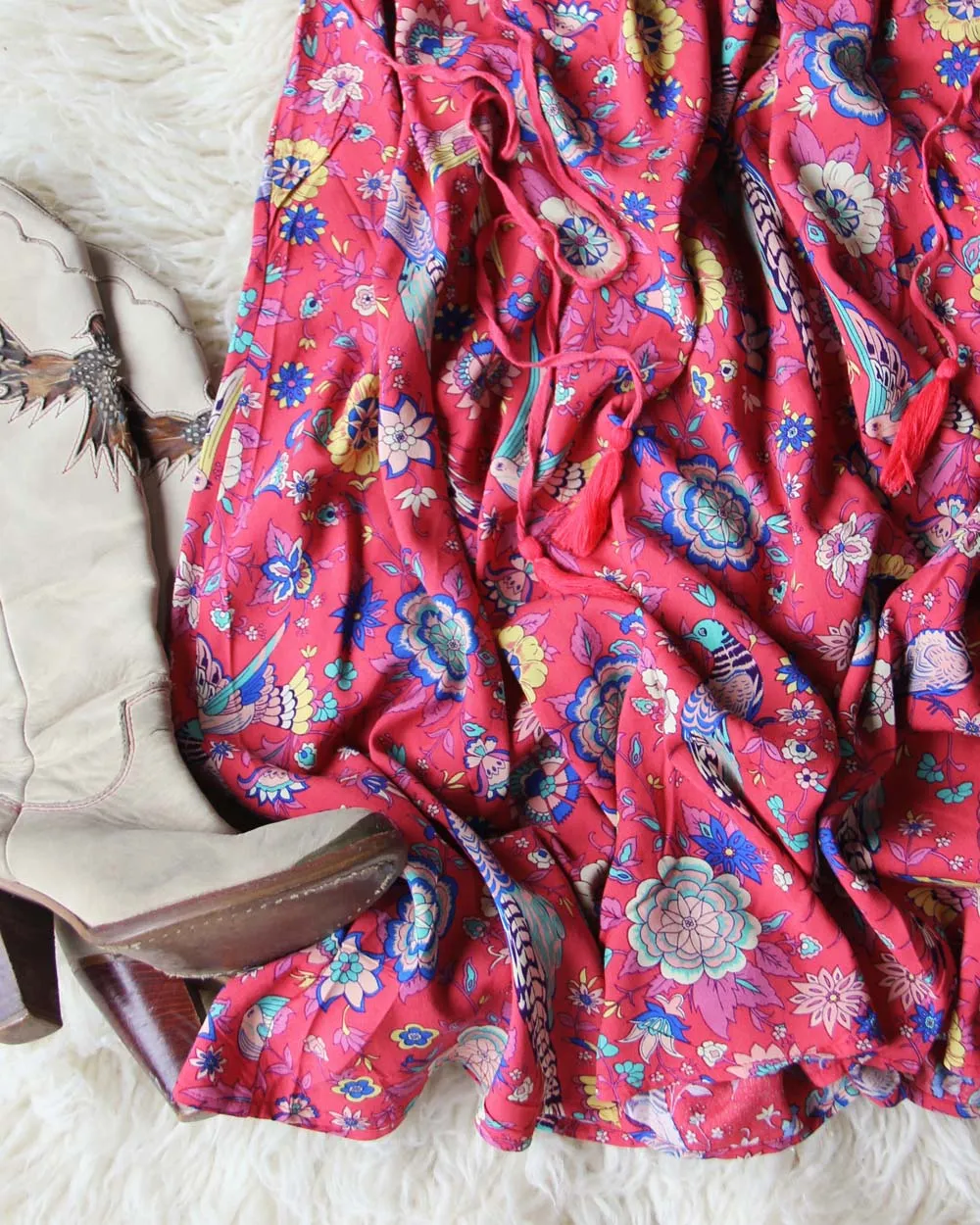 Lovebird Maxi Dress in Red