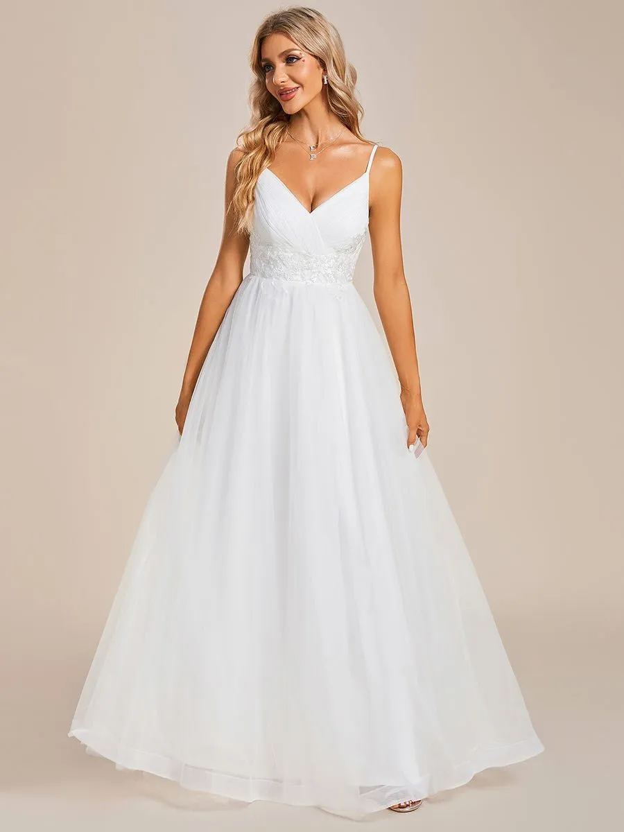Malin tulle thin strap wedding dress with beads in ivory s8-10 Express NZ wide