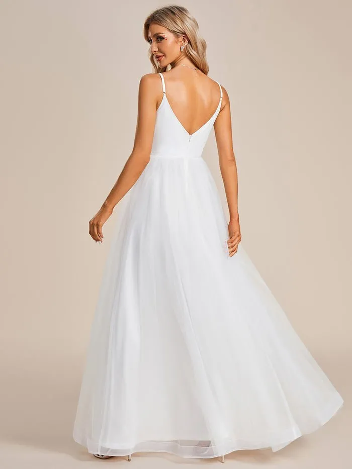 Malin tulle thin strap wedding dress with beads in ivory s8-10 Express NZ wide
