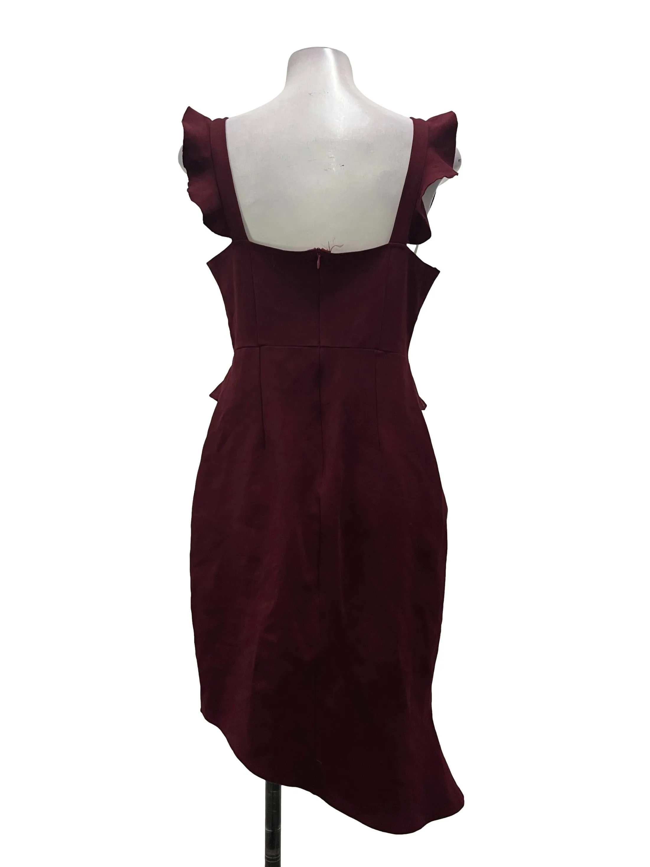 Maroon Flare Asymmetrical Dress