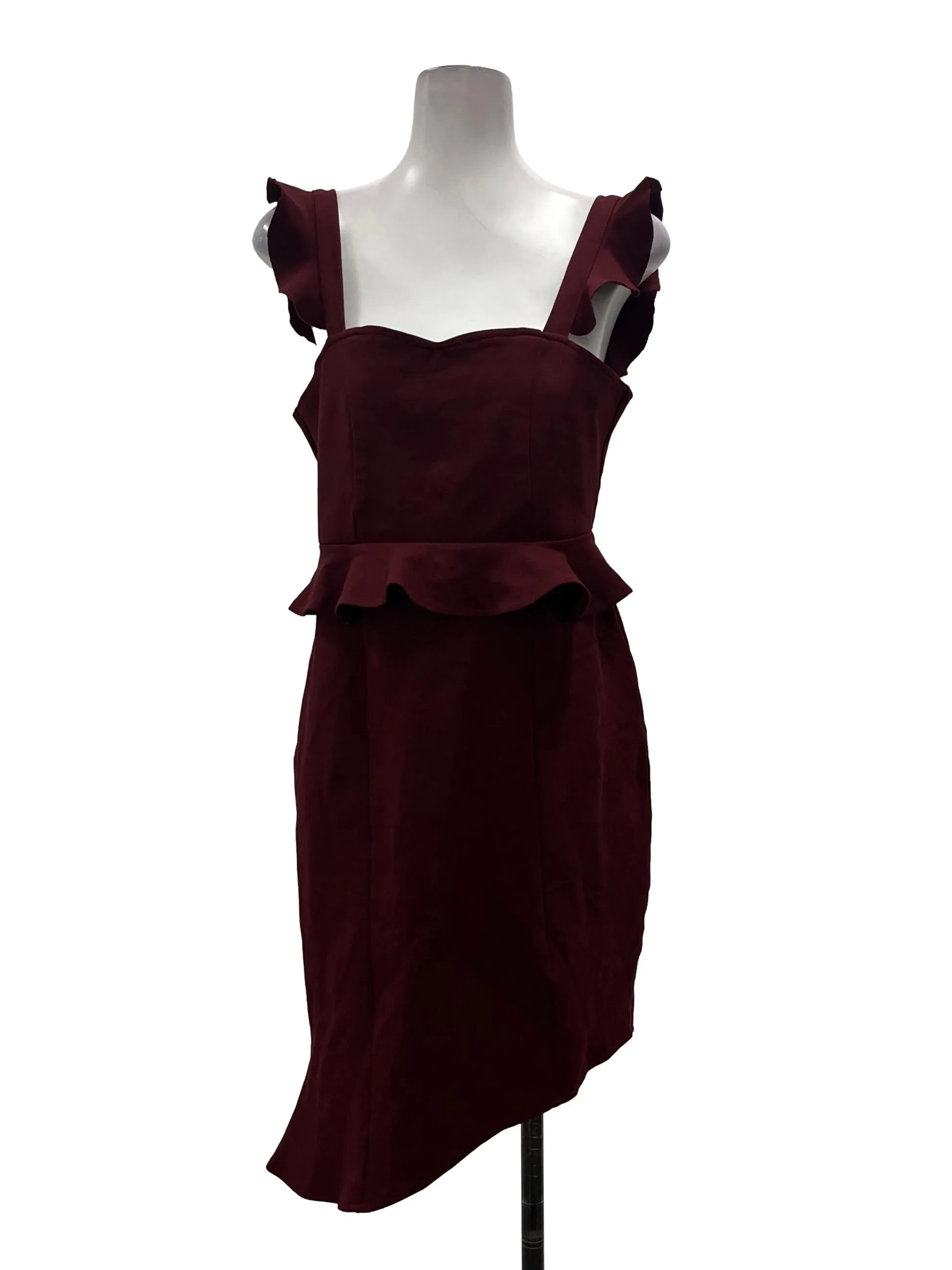 Maroon Flare Asymmetrical Dress