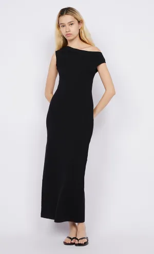 MARTHA ASYM MAXI DRESS - BLACK