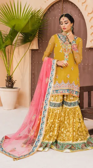 Mehndi Dress Pakistani with a Farshi Gharara #PF429
