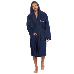 Mens personalised hooded terry towelling dressing gown
