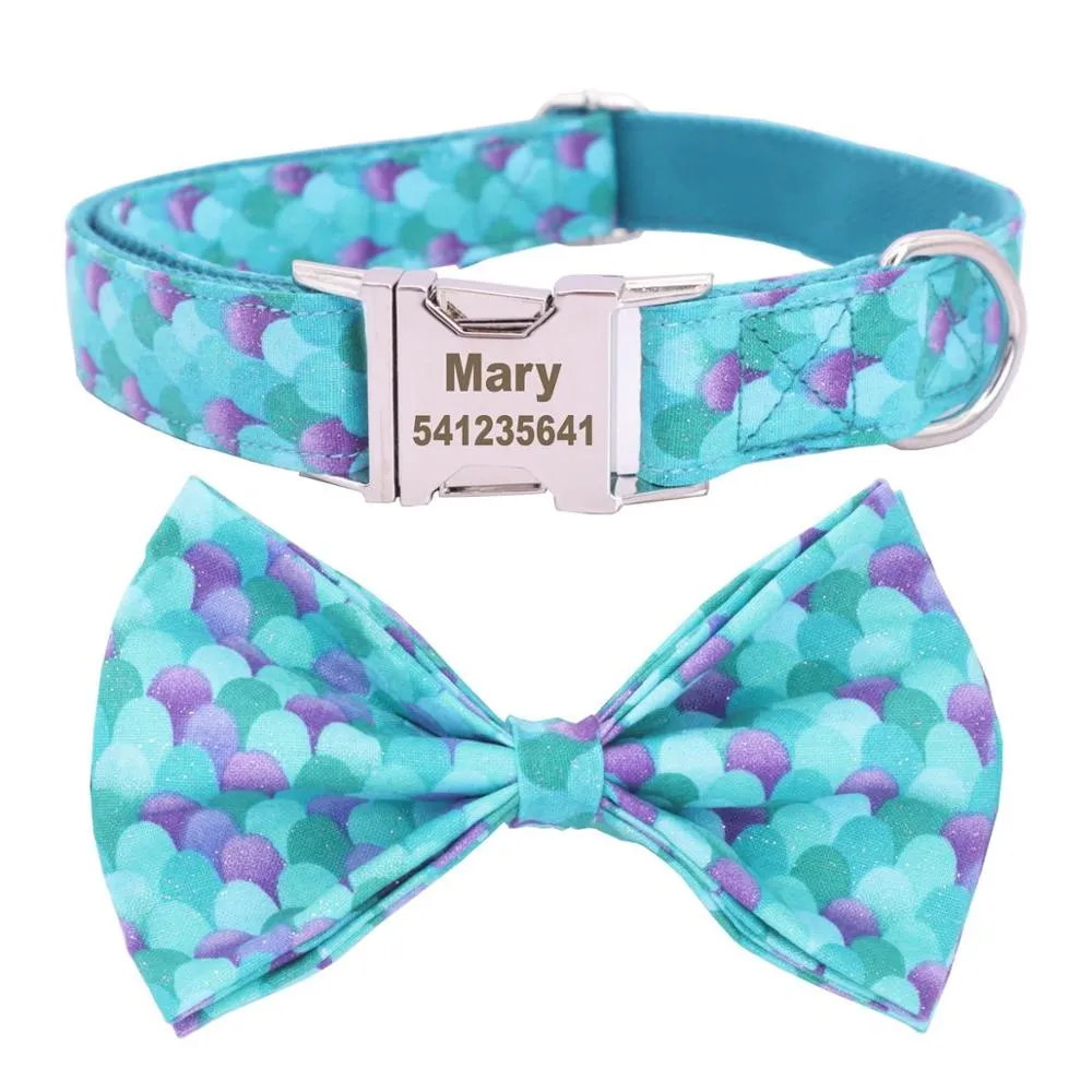 Mermaid Trends Bow Collar| And Leash Personalized