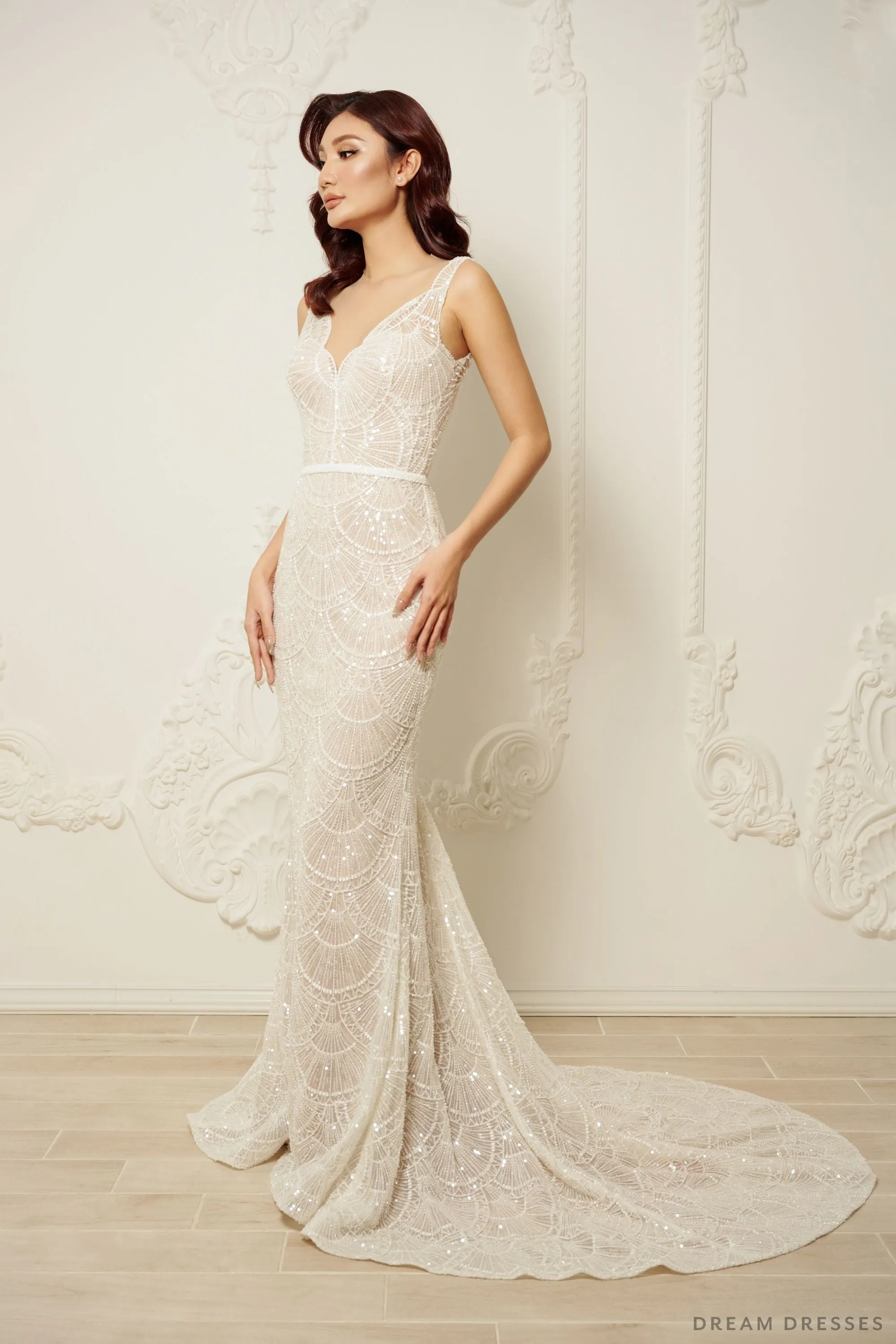 Mermaid Wedding Dress with Beaded Couture Lace (#ARABELLA)