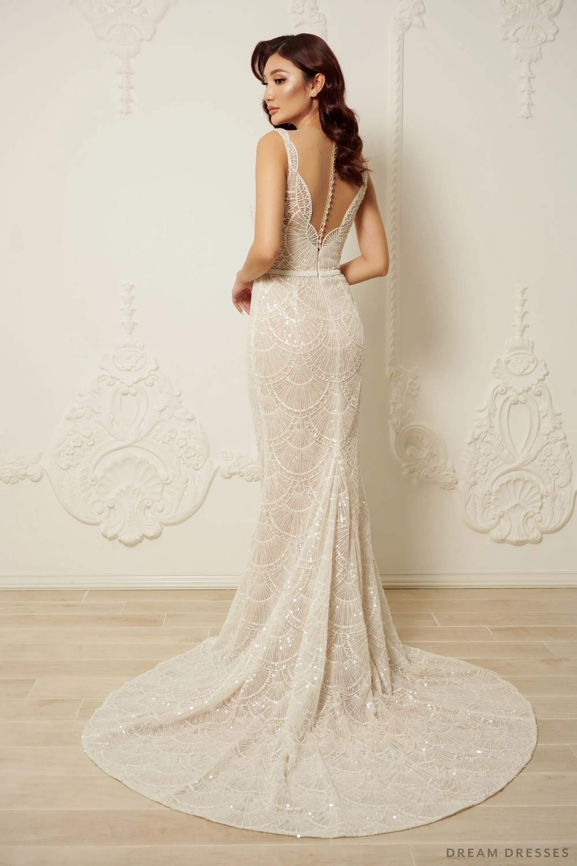 Mermaid Wedding Dress with Beaded Couture Lace (#ARABELLA)