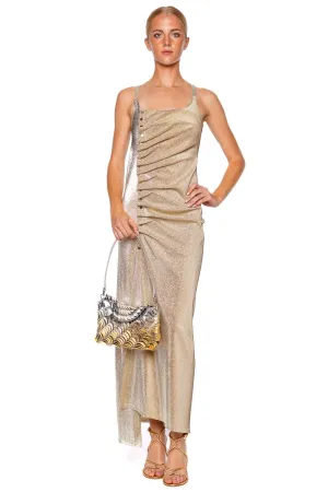 Metallic Buttoned Lurex Maxi Dress