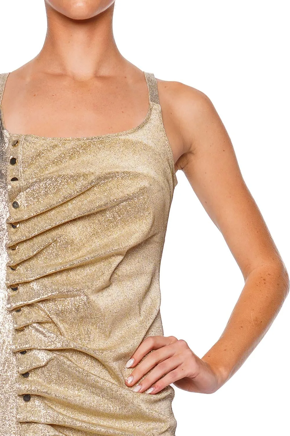 Metallic Buttoned Lurex Maxi Dress