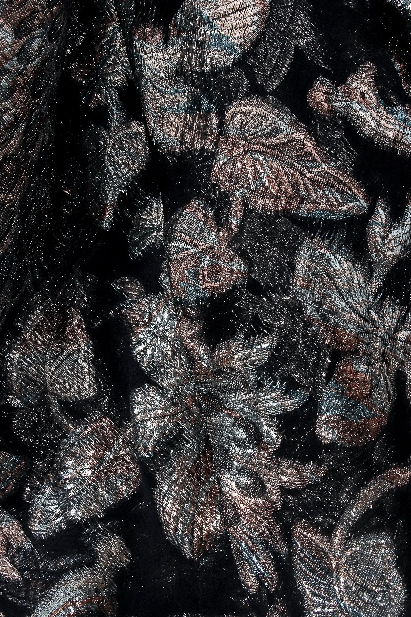 Metallic Peacock Silk Chiffon Dress