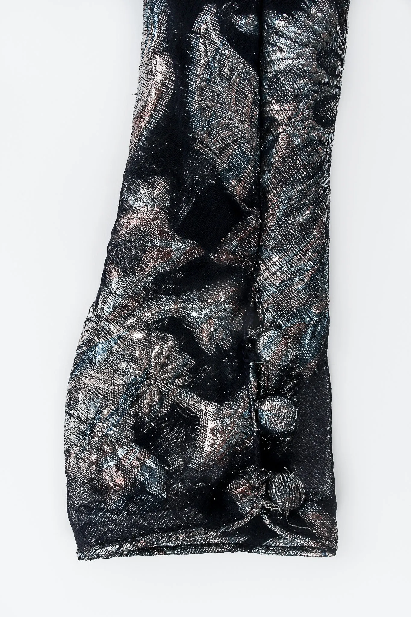 Metallic Peacock Silk Chiffon Dress