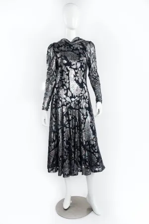 Metallic Peacock Silk Chiffon Dress