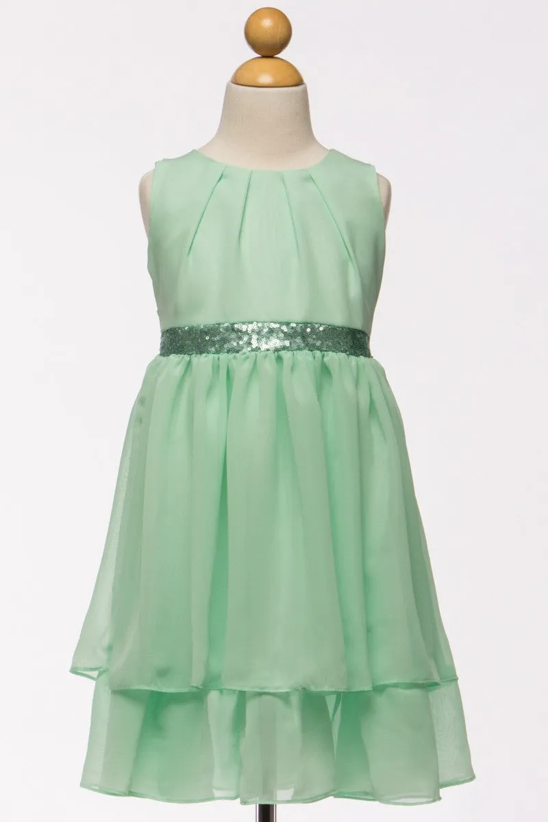 Mint Chiffon Kids Dress with Sequince Belt 1/17/25 9537