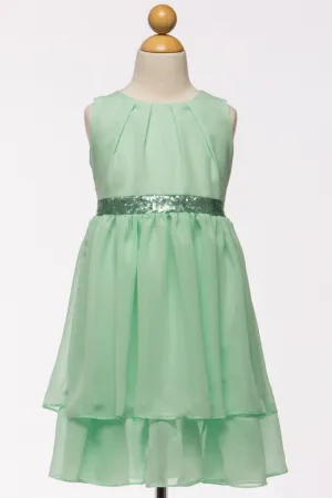 Mint Chiffon Kids Dress with Sequince Belt 1/17/25 9537