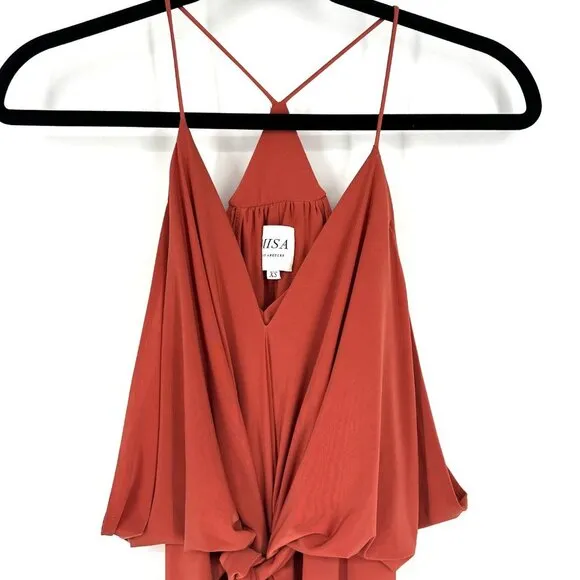MISA Domino Draped Jersey Sleeveless Dress Orange XS