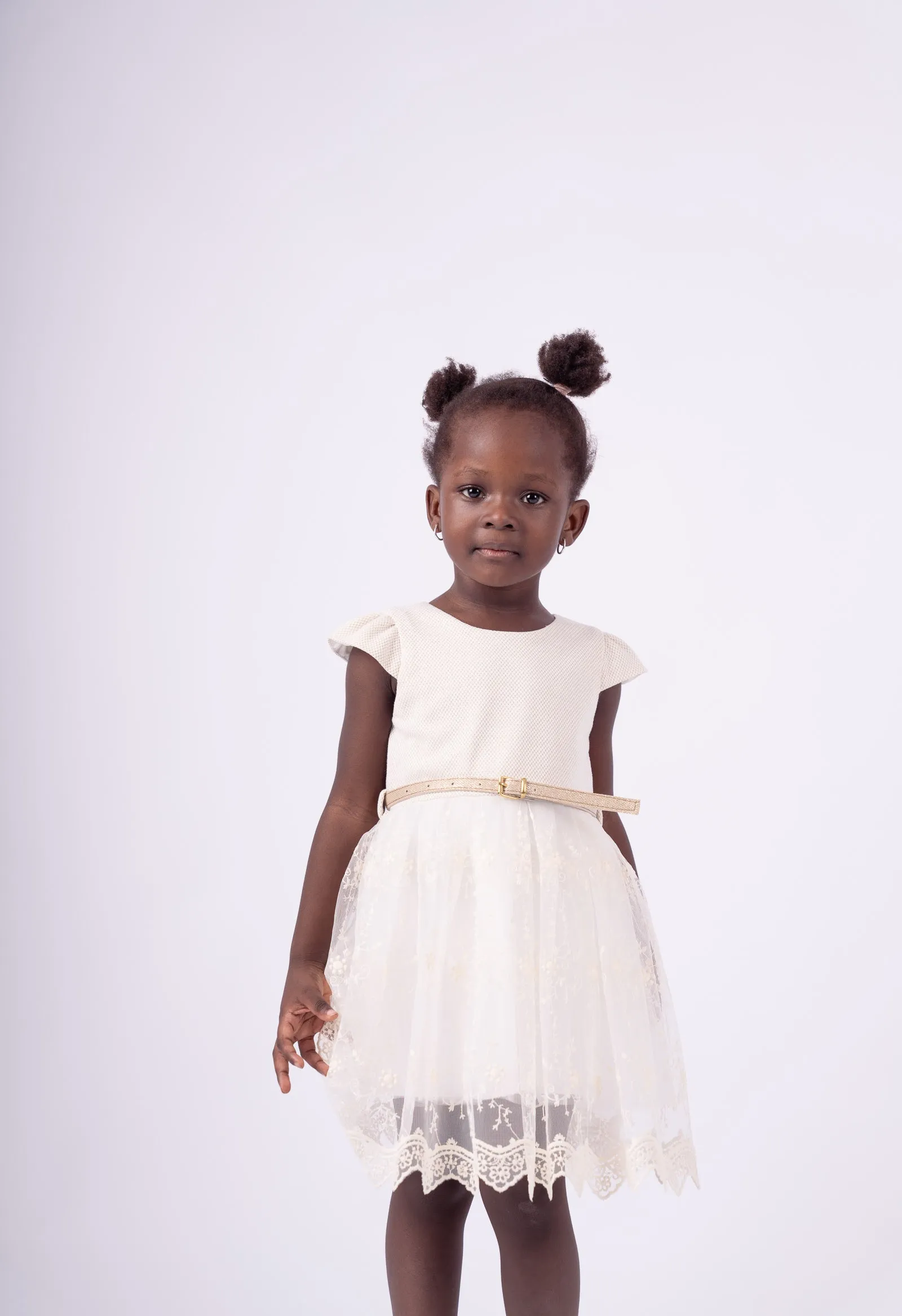 Miss Ebita Cream & Gold Tulle Dress