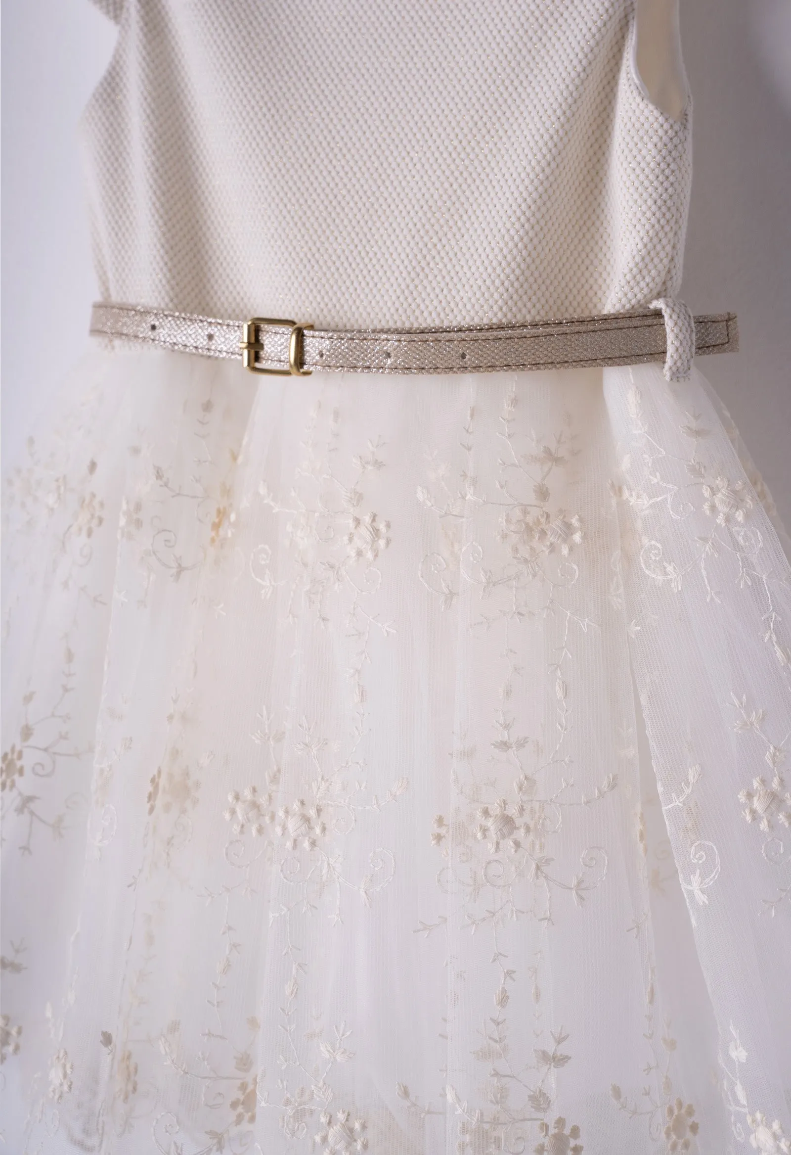 Miss Ebita Cream & Gold Tulle Dress