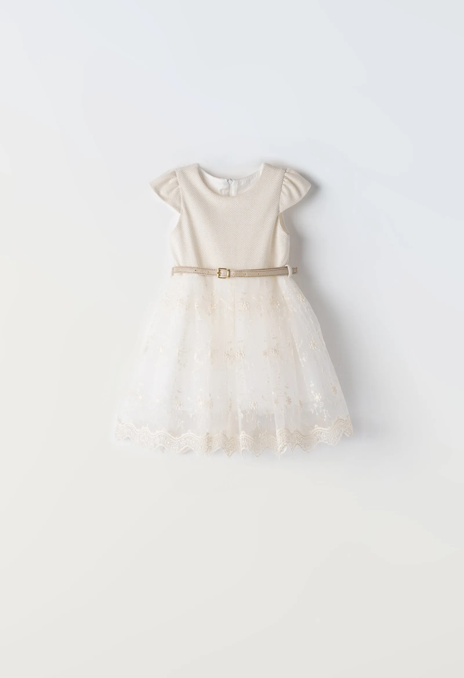Miss Ebita Cream & Gold Tulle Dress