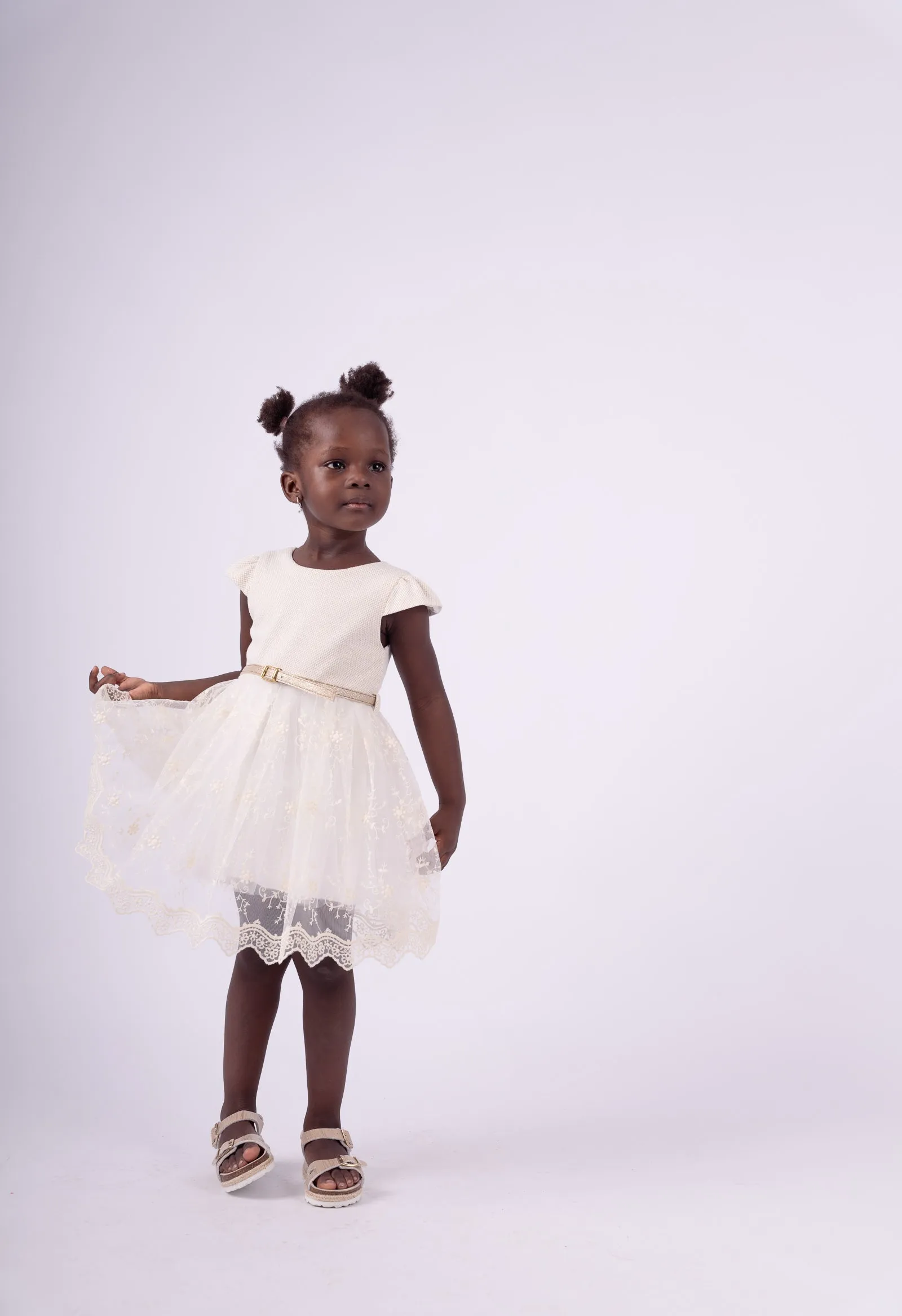 Miss Ebita Cream & Gold Tulle Dress
