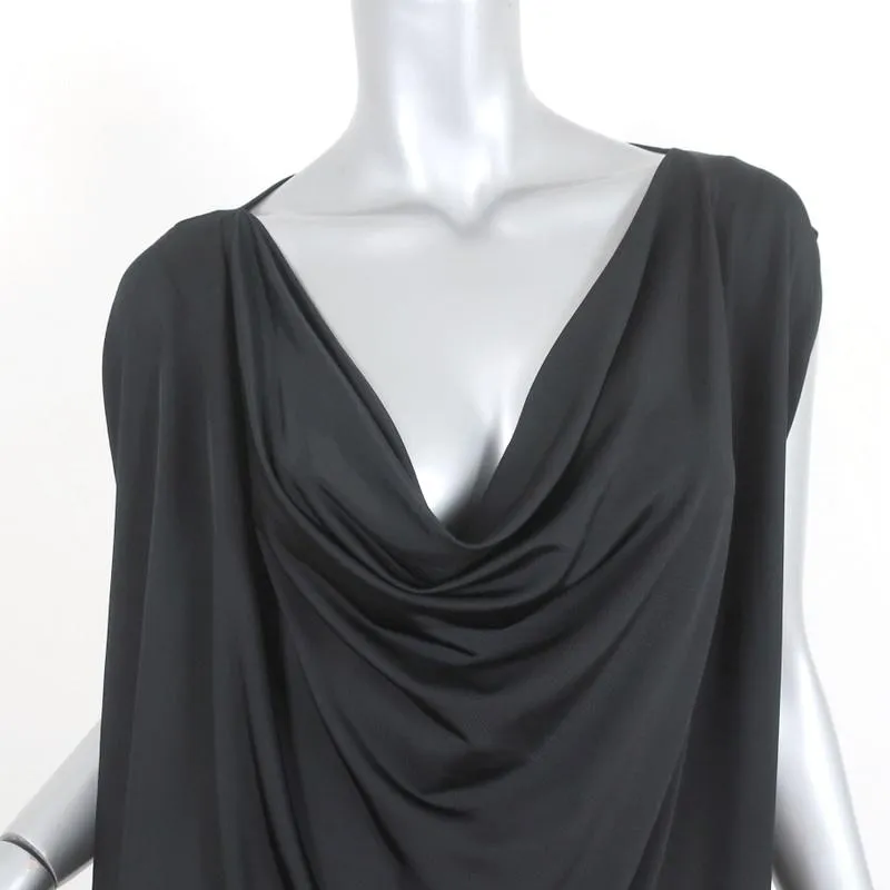 MM6 Maison Margiela Asymmetric Draped Dress Black Jersey Size Extra Small