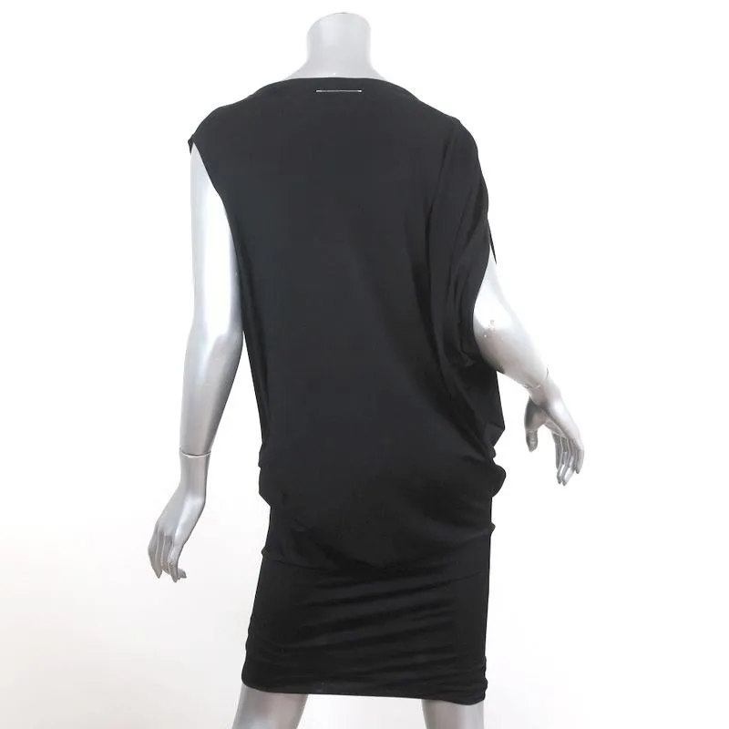 MM6 Maison Margiela Asymmetric Draped Dress Black Jersey Size Extra Small