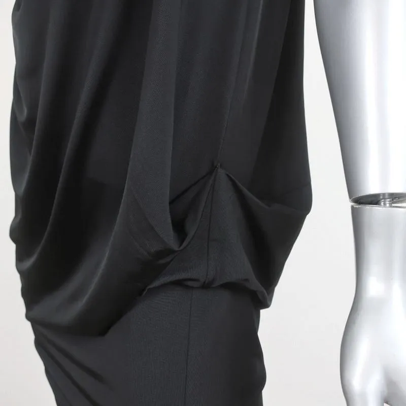 MM6 Maison Margiela Asymmetric Draped Dress Black Jersey Size Extra Small