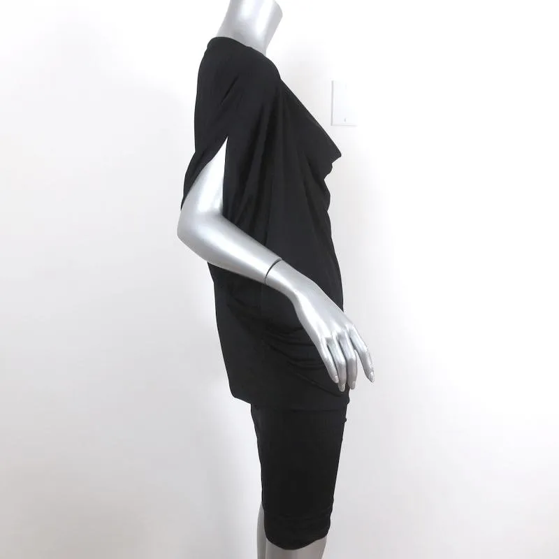 MM6 Maison Margiela Asymmetric Draped Dress Black Jersey Size Extra Small