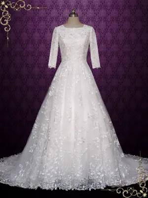 Modest Lace Ball Gown Wedding Dress MARGOT