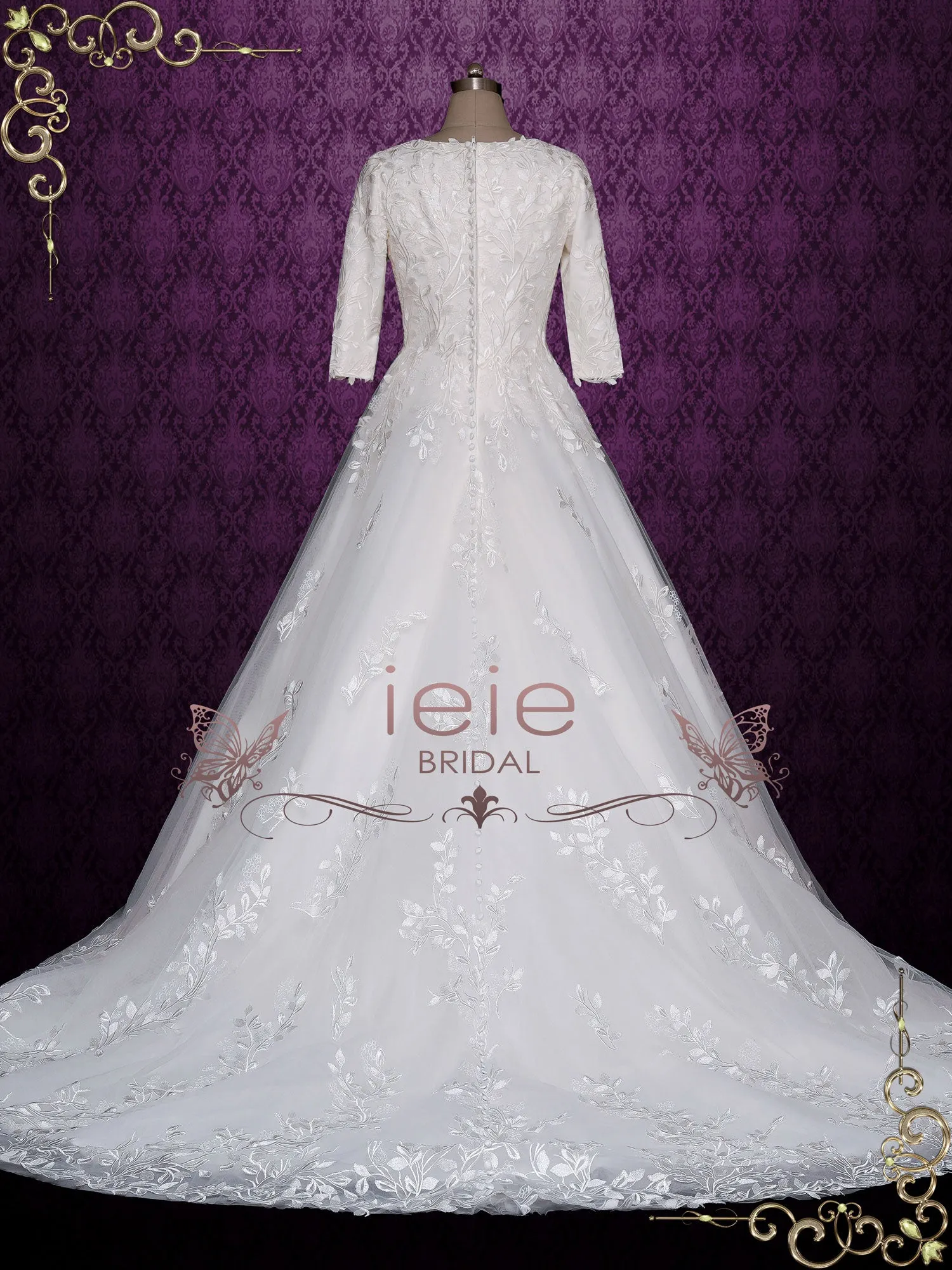Modest Lace Ball Gown Wedding Dress MARGOT