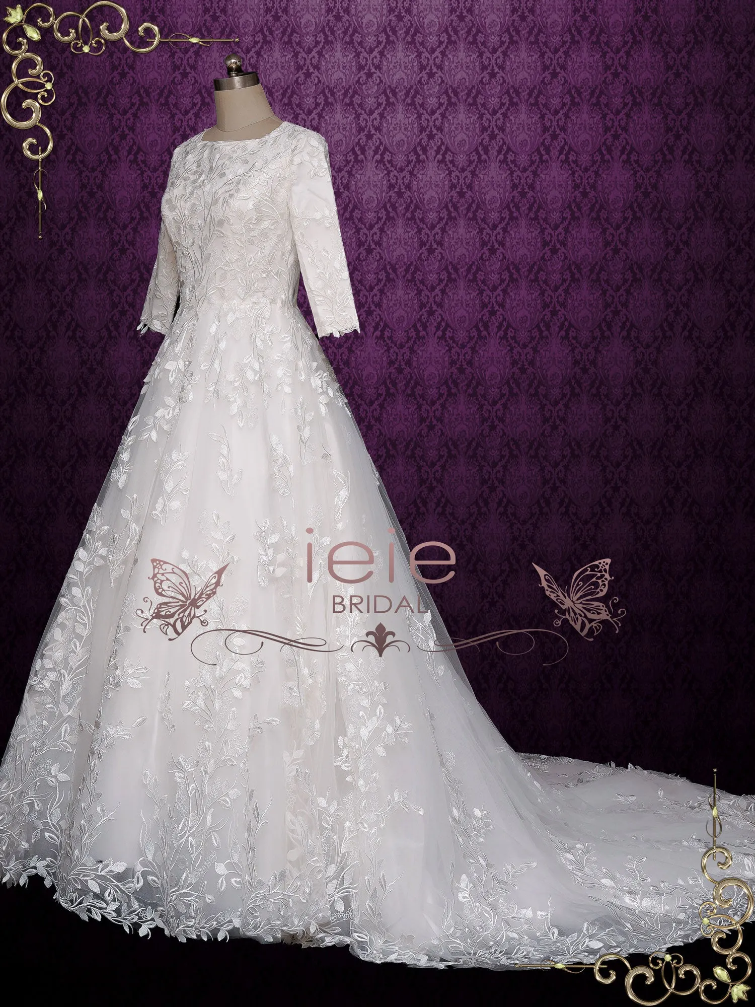 Modest Lace Ball Gown Wedding Dress MARGOT