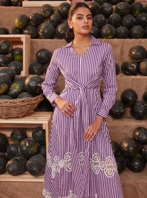 Mulmul Pima Natalie Long Purple Dress