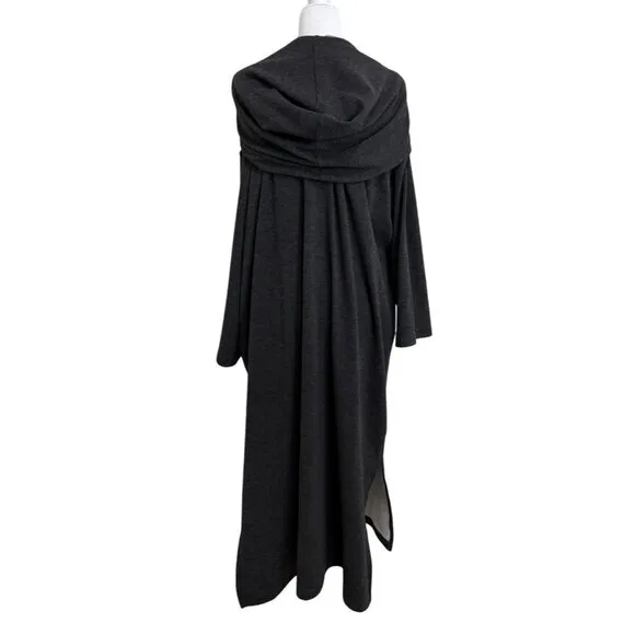 NAP Loungewear Hooded House Robe Gown Dress Long Sleeve Scarf Charcoal Gray XL