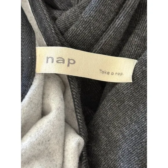 NAP Loungewear Hooded House Robe Gown Dress Long Sleeve Scarf Charcoal Gray XL